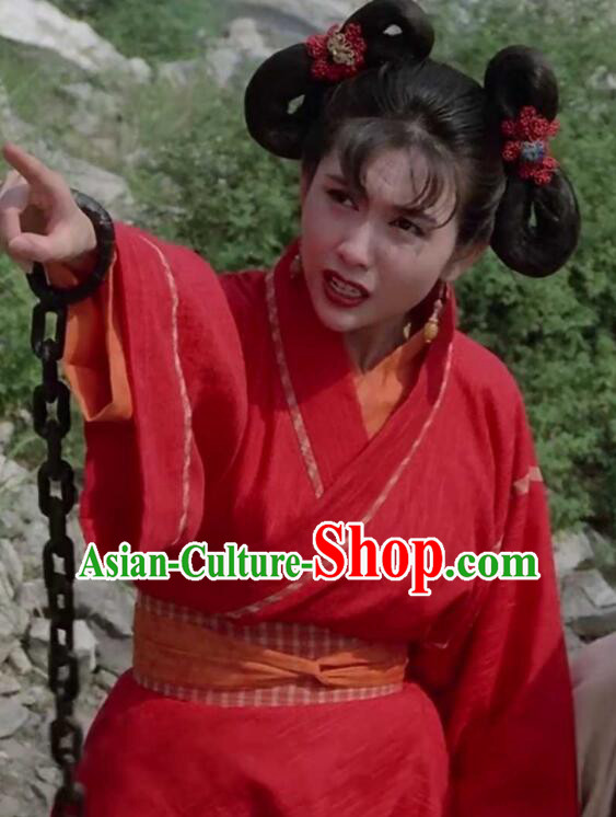 Chinese Film The Kung Fu Cult Master Xiao Zhao Garment Costumes Ancient Swordswoman Red Dress