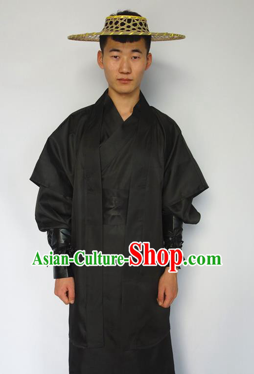 Chinese Ancient Swordsman Costumes Ming Dynasty Garments Traditional Hanfu Hero Black Clothing