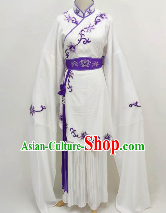 Chinese Shaoxing Opera Actress Clothing Peking Opera Diva Garment Costume Ancient Rich Lady White Dress