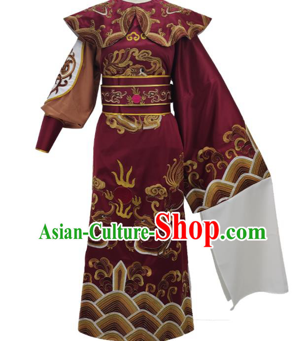 Chinese Peking Opera Wusheng Garment Costume Ancient General Red Robe Shaoxing Opera Swordsman Clothing