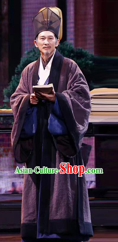 Chinese Traditional Garments Ming Dynasty Elder Scholar Costumes Ancient Medical Scientist Li Shizhen Clothing