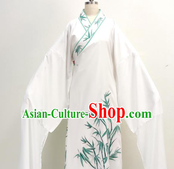 Chinese Shaoxing Opera Young Man Clothing Ancient Scholar Costume Beijing Opera Xiaosheng Embroidered White Robe
