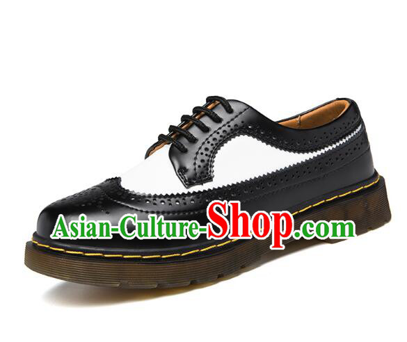 Top Handmade Leather Shoes England Classical Shoes White and Black Colors Matching SHoes