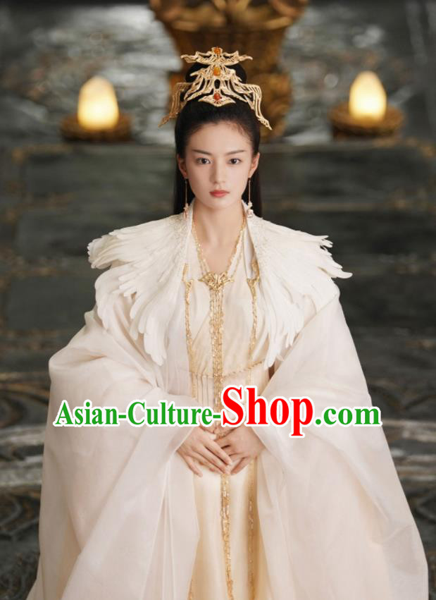 Chinese TV Series Ancient Love Poetry Feng Ran White Dress Goddess Garment Costumes Heaven Queen Clothing