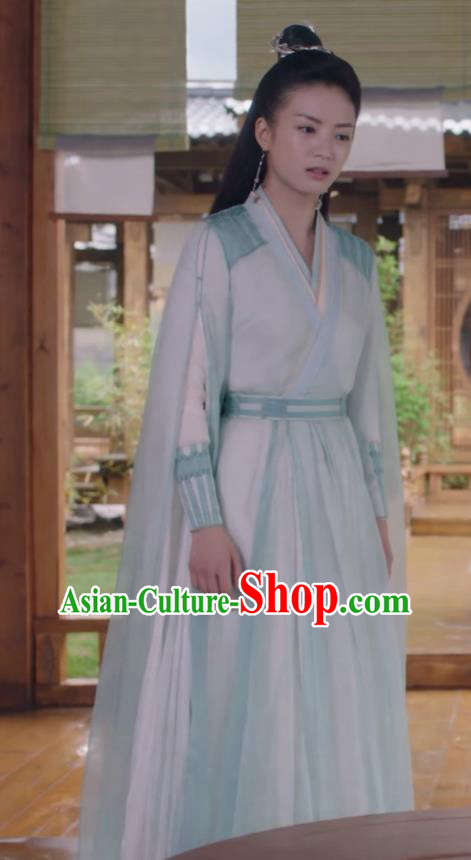 Chinese TV Series Ancient Love Poetry Bai Feng Ran Blue Dress Ancient Fairy Garment Costume Swordswoman Clothing