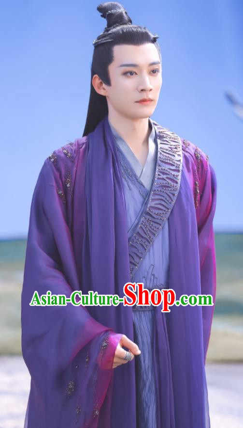 Chinese TV Series Ancient Love Poetry Tian Qi Purple Outfit Ancient Swordsman Garment Costume Heaven Immortal Clothing