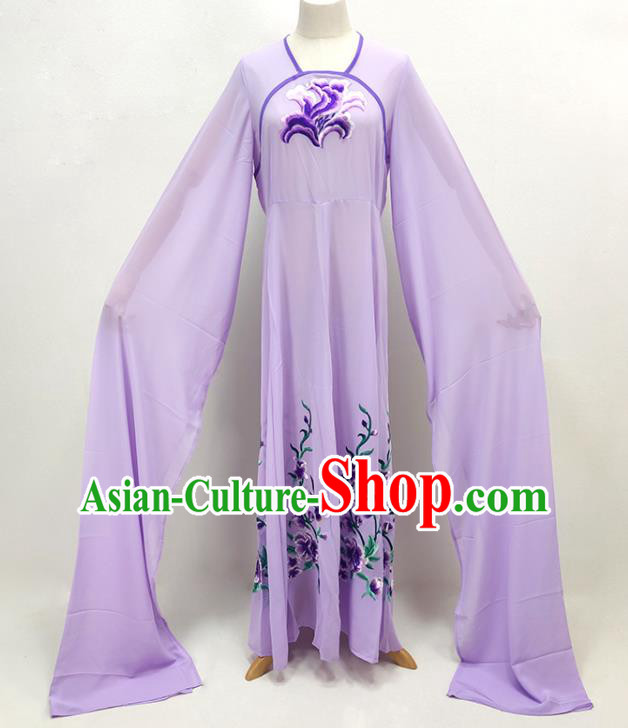 Chinese Huangmei Opera Palace Lady Clothing Ancient Servant Girl Costume Beijing Opera Diva Water Sleeve Violet Dress
