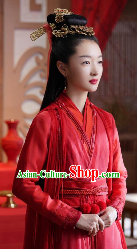 Chinese TV Series Ancient Love Poetry Hou Chi Wedding Garment Clothing Ancient Goddess Red Dress