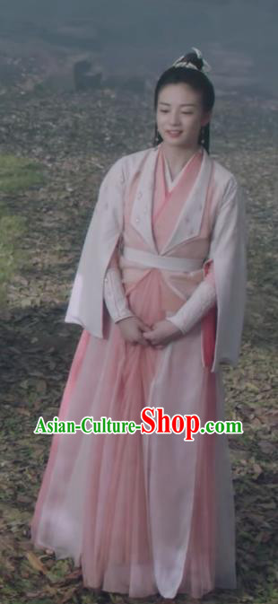 Chinese Ancient Love Poetry Feng Ran Garment Clothing TV Series Ancient Goddess Pink Dress Costume
