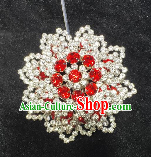 Chinese Beijing Opera Diva Red Gems Headpiece Ancient Princess Hair Pin Peking Opera Hua Tan Hair Jewelry