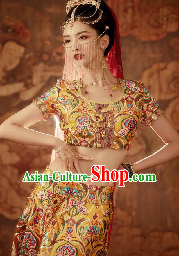 Chinese Western Regions Lou Lan Princess Clothing Ancient Dance Beauty Dress Costume