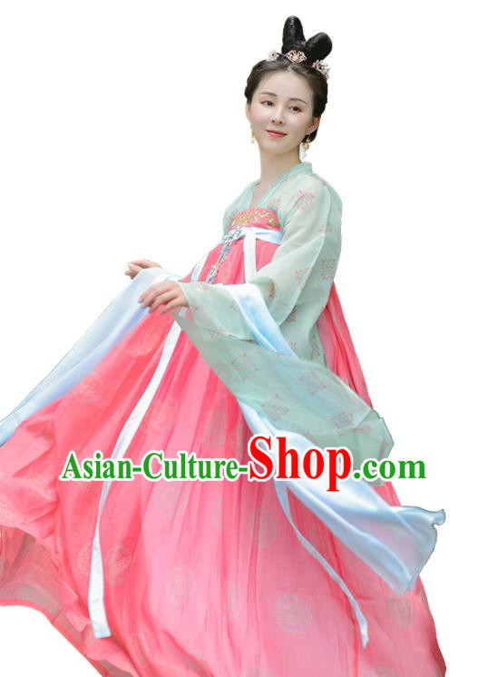 Chinese Ancient Palace Infanta Garment Costumes Tang Dynasty Princess Clothing Traditional Pink Hanfu Dress