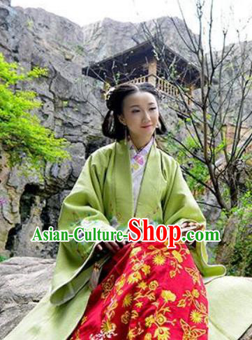 Chinese Ming Dynasty Noble Lady Clothing Traditional TV Series Blue Top and Red Dress Ancient Empress Garment Costumes