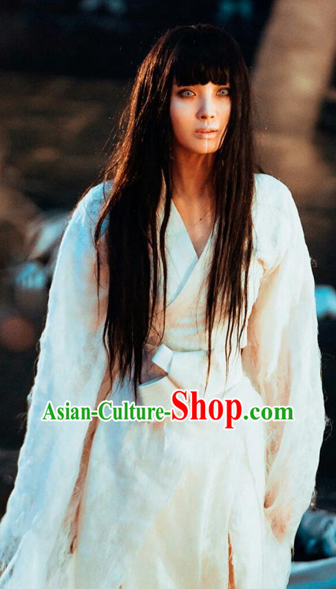 Chinese Ancient Swordswoman White Dress Clothing Film The Yinyang Master Yokime Costume