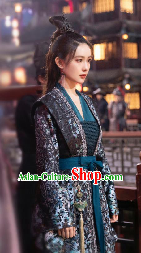 Chinese Traditional Noble Lady Dress Wu Xia TV Series Heros Lei Chun Costume Ancient Swordswoman Clothing