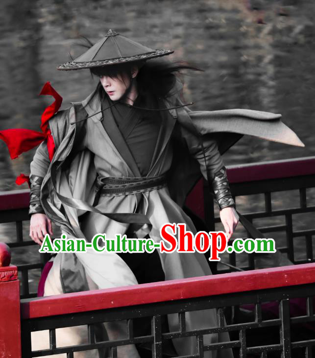 Chinese Wuxia TV Series Heros Bai Chou Fei Costume Ancient Swordsman Black Clothing Traditional knight Errant Garments