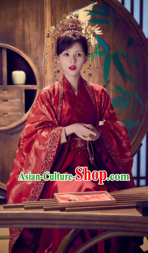 Chinese TV Series Love and Redemption Wedding Dress Ancient Bride Clothing Traditional Wuxia Beauty Garment Costumes