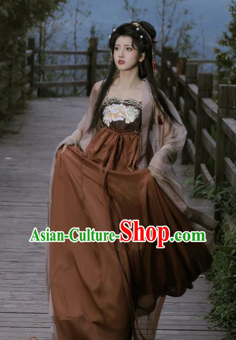 Chinese Tang Dynasty Princess Garment Costumes Traditional Hanfu Dress Ancient Court Beauty Clothing