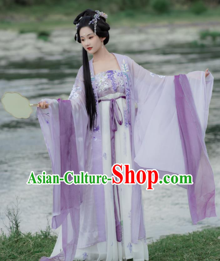 Chinese Traditional Purple Hanfu Dress Ancient Imperial Consort Clothing Song Dynasty Princess Garment Costumes