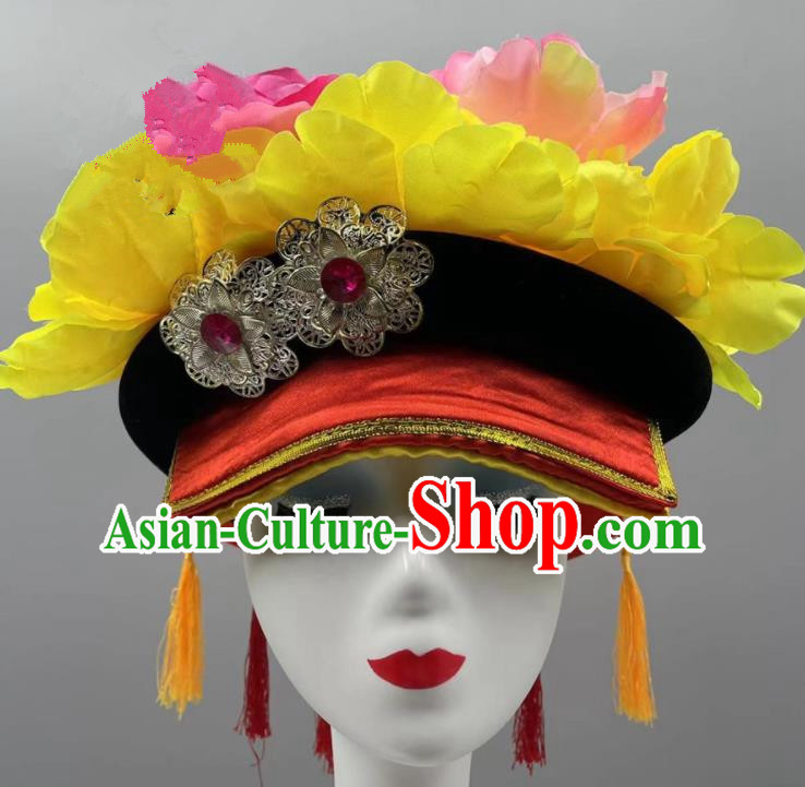 Chinese Yi Nationality Dance Headdress Ethnic Stage Performance Hat Liangshan Yi Ethnic Women Headwear