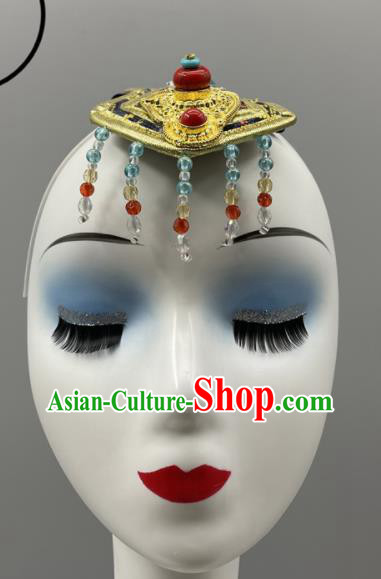 Chinese Zang Nationality Dance Headpiece Ethnic Stage Performance Hair Jewelry Tibetan Minority Women Headwear