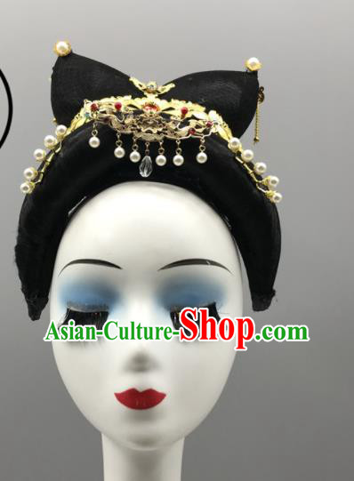 China Women Group Stage Performance Headdress Classical Dance Wig and Hair Jewelries Ancient Beauty Dance Headpieces