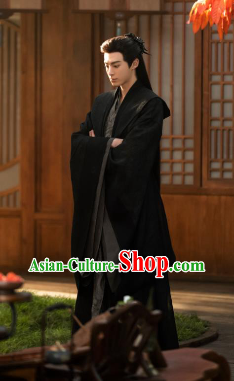 Love Between Fairy and Devil Chinese Ancient Demon King Costumes Swordsman Black Clothing Young Lord Dongfang Qingcang Garments