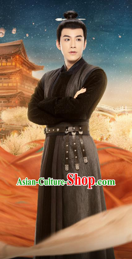 Chinese Ancient Young Hero Costumes Tang Dynasty Swordsman Clothing Love Between Fairy and Devil Shang Que Black Garments