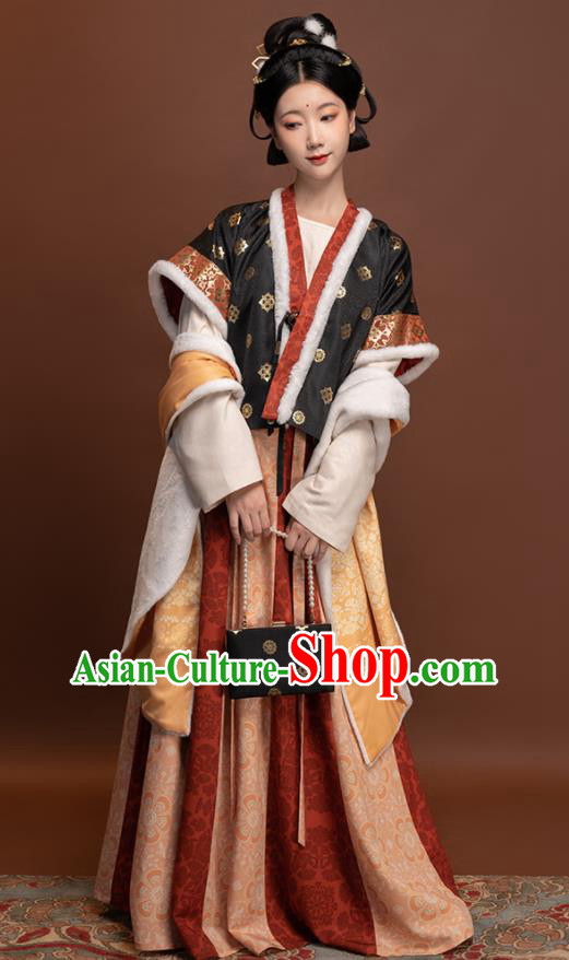 Chinese Ancient Palace Lady Clothing Winter Traditional Hanfu Dresses Tang Dynasty Young Beauty Garment Costumes