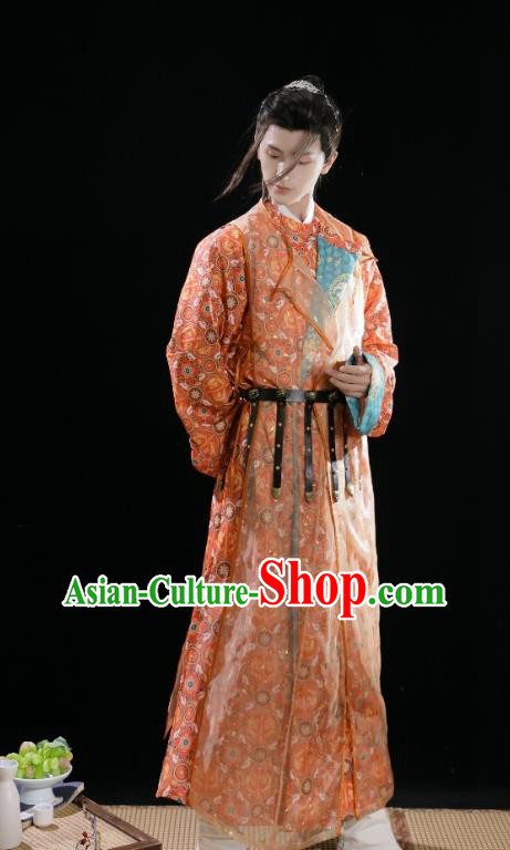 China Traditional Dun Huang Design Hanfu Robe Tang Dynasty Male Costume Ancient Young Hero Clothing