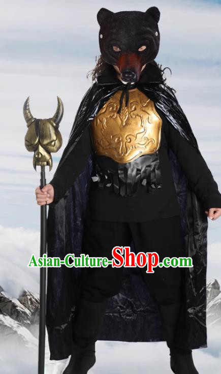 China TV Series Journey to the West Black Bear Monster Clothing Halloween Cosplay Demon Goblin Costume