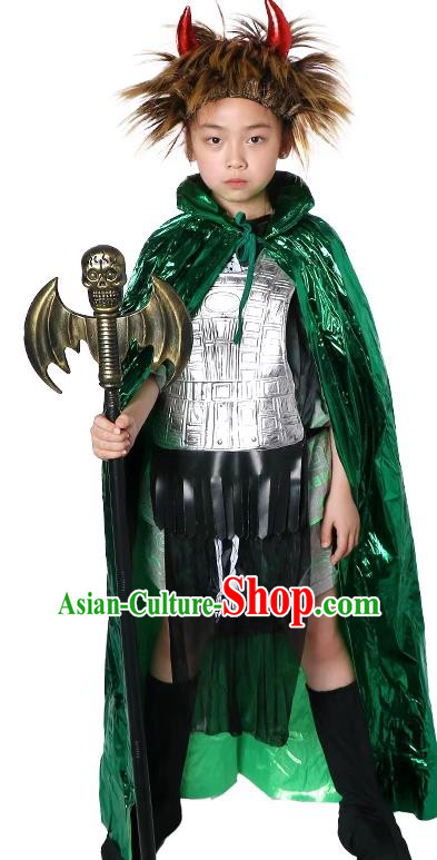 Cosplay Little Monster Green Cape Outfit Journey to the West Goblin Clothing Top Children Halloween Fancy Ball Costume