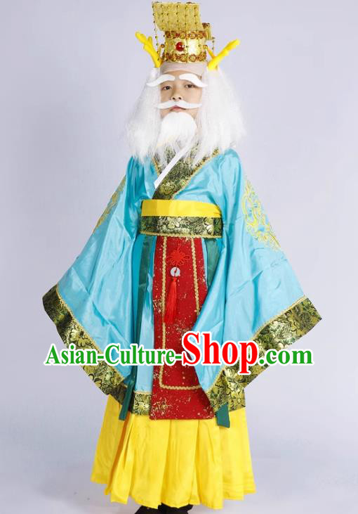 Cosplay Immortal Blue Outfit Journey to the West King of the Western Seas Ao Run Clothing Top Children Halloween Fancy Ball Costume