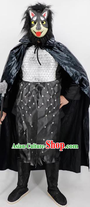 Drama Journey to the West Demon Dog Clothing Top Halloween Fancy Ball Costume Cosplay Monster Black Cape Outfit