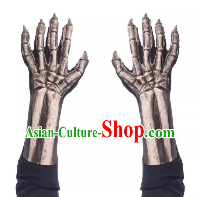 Top Halloween Demon Hand Bone Gloves Fancy Ball Devil Accessories Cosplay Skull Prop