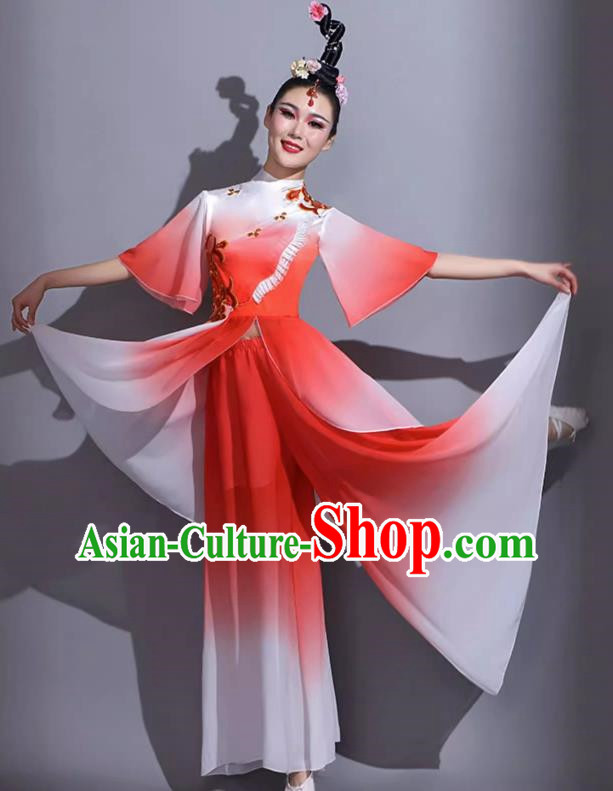Red Classical Dance Costumes Female Fan Dance Costumes Square Dance Suits Jiaozhou Yangko Dance Costumes Stage Costumes