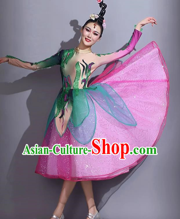 Modern Dance Short Skirt Performance Costume Mid Length Dance Skirt Opening Dance Costume Backup Dance Square Dance Competition Fan Dance