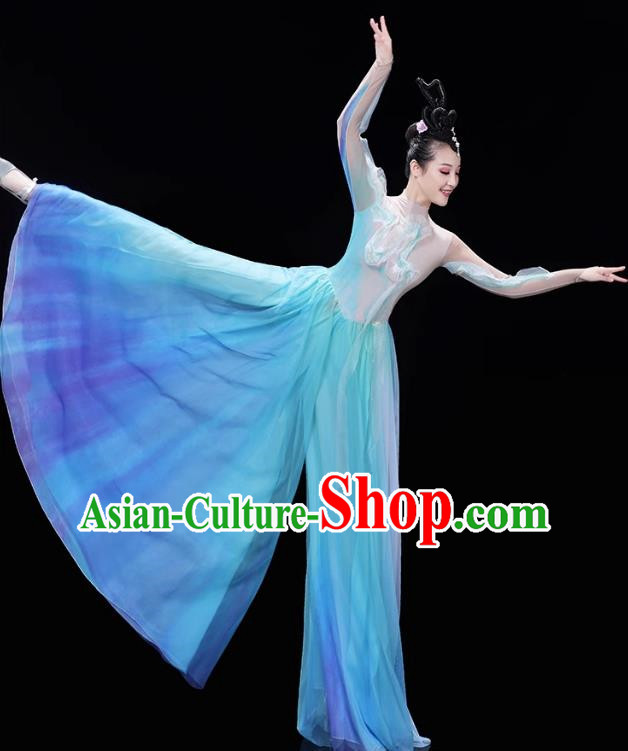 Classical Dance Green Water Green Mountain Dance Costume Women S Green Gradient Modern Opening Dance Partner Dance Skirt Performance Costume
