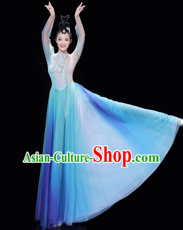 Classical Dance Green Water Green Mountain Dance Costume Women S Green Gradient Modern Opening Dance Partner Dance Skirt Performance Costume
