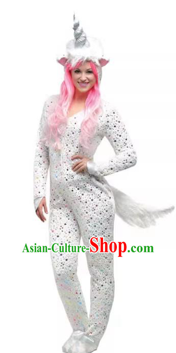 Fancy Ball Animal Costume Cosplay Unicorn Outfit Halloween Stage Performance Legend Clothing