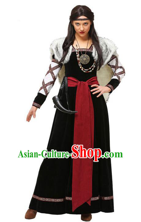 Halloween Fancy Ball Costume Cosplay Vikings Dress Renaissance Stage Performance Woman Pirate Clothing