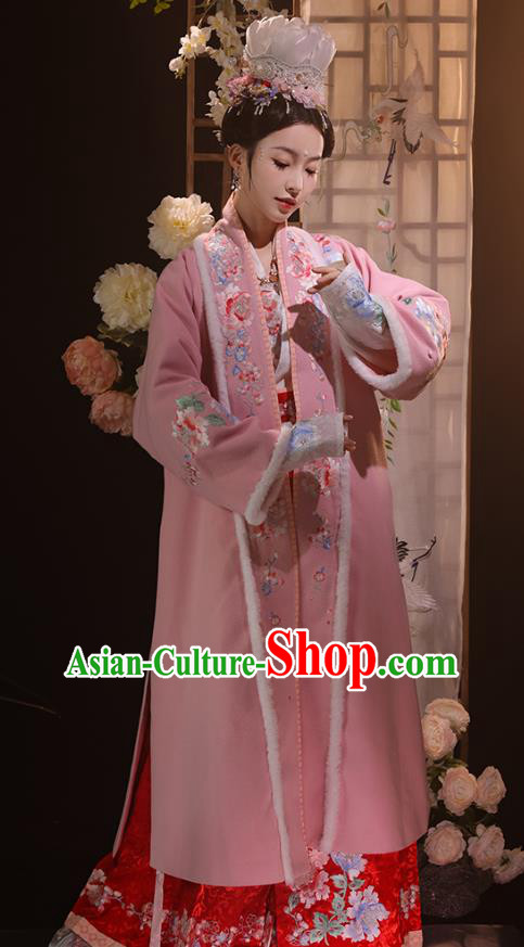 China Song Dynasty Woman Costumes Winter Fashion Embroidered Hanfu Dresses Ancient Empress Clothing