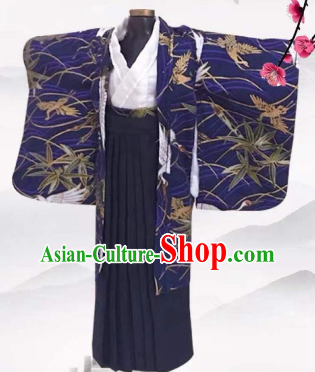 Handmade BJD Doll Costume Top Super Dollfie Japanese Clothing Customize Male Dark Blue Kimono