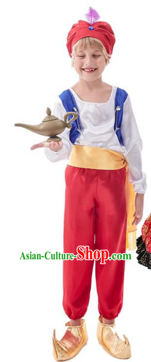 Top Halloween Middle East Children Costume Cosplay Arab Prince Outfit Christmas Drama Performance Clothing