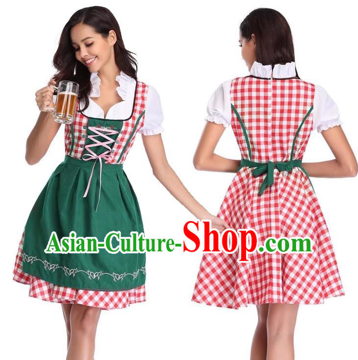 European Munich Stage Performance Costume Traditional Bavarian Clothing German Beer Waitress Green Dress