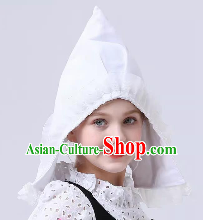 Christmas Stage Performance Hat Netherlands Children Headwear Western European Traditional White Pointy Hat