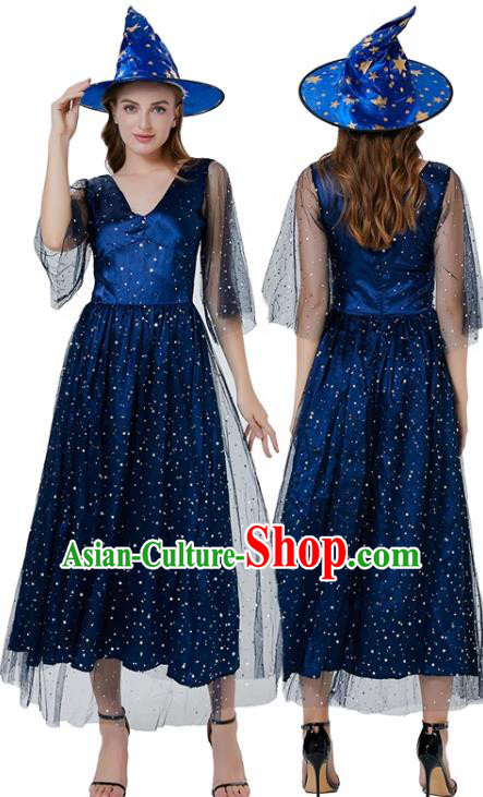 Halloween Party Vampire Clothing Cosplay Witch Blue Dress Christmas Drama Performance Costume