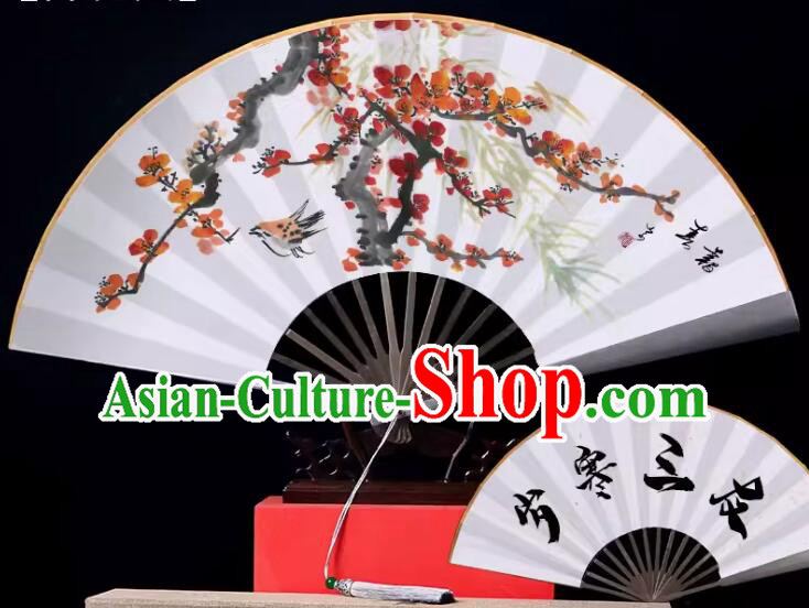 Top Metal Fan Handmade Tai Chi Dance Fan Kung Fu Fan Stage Performance Painting Plum Blossom Fan