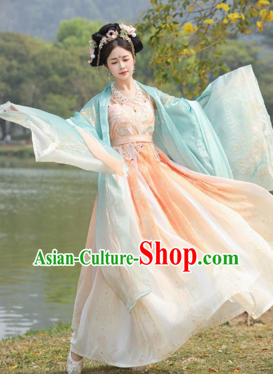 China Tang Dynasty Princess Clothing Ancient Goddess Embroidered Costumes Plus Size Hanfu Hezi Qun
