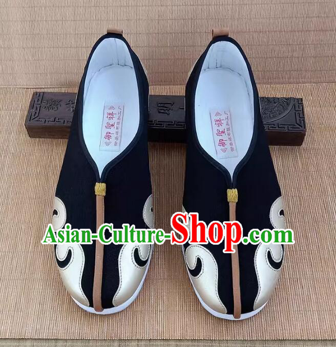 Traditional Kung Fu Shoes Handmade Old Peking Cloth Shoes Chinese Taoist Strong Cloth Soles Shoes for Men